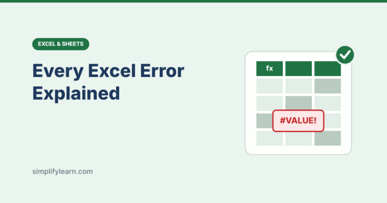 Spreadsheet with a #VALUE! error cell