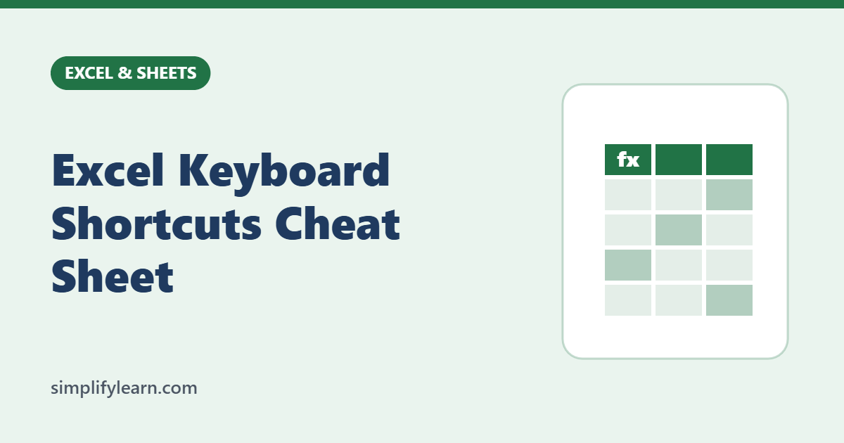 Excel Keyboard Shortcuts Cheat Sheet