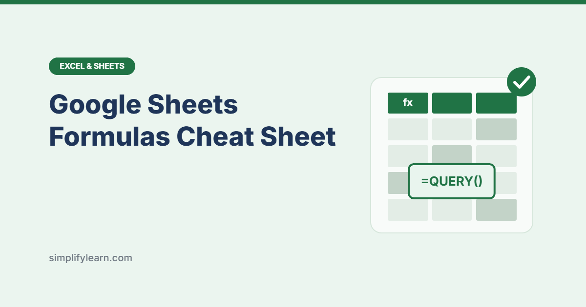 Google Sheets Formulas Cheat Sheet (Free PDF)