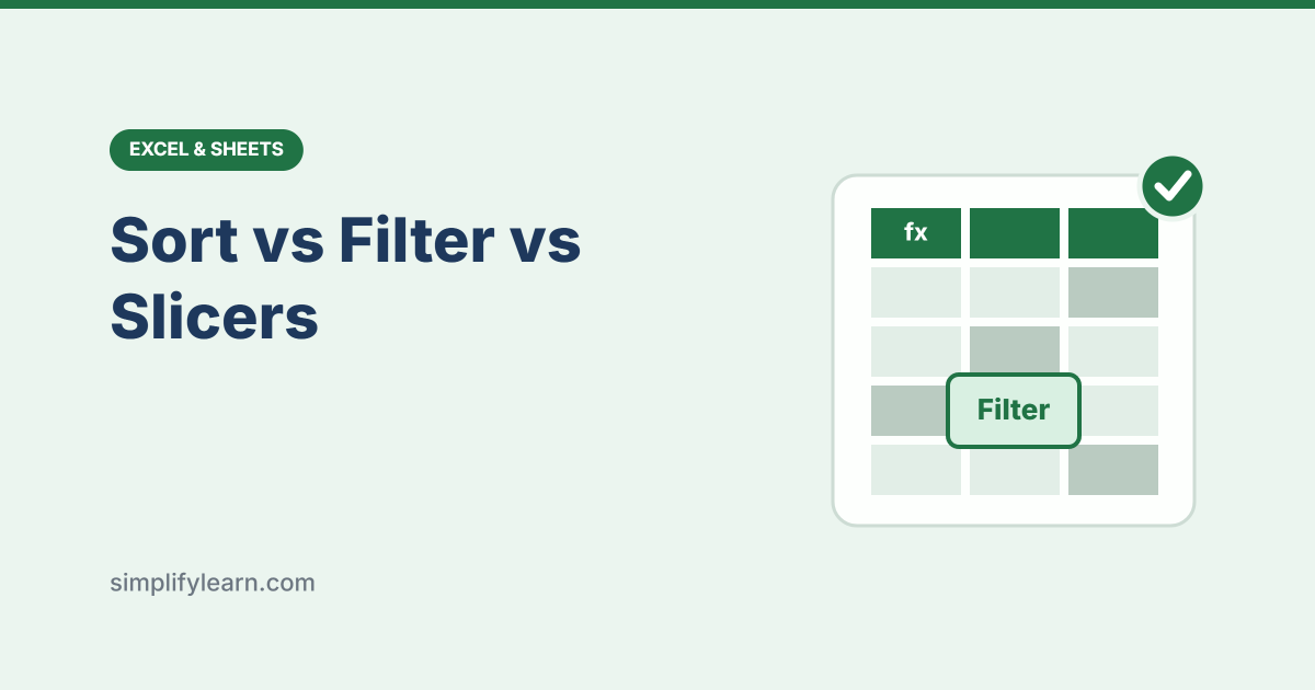 Spreadsheet illustration for sorting, filtering and slicers in Excel