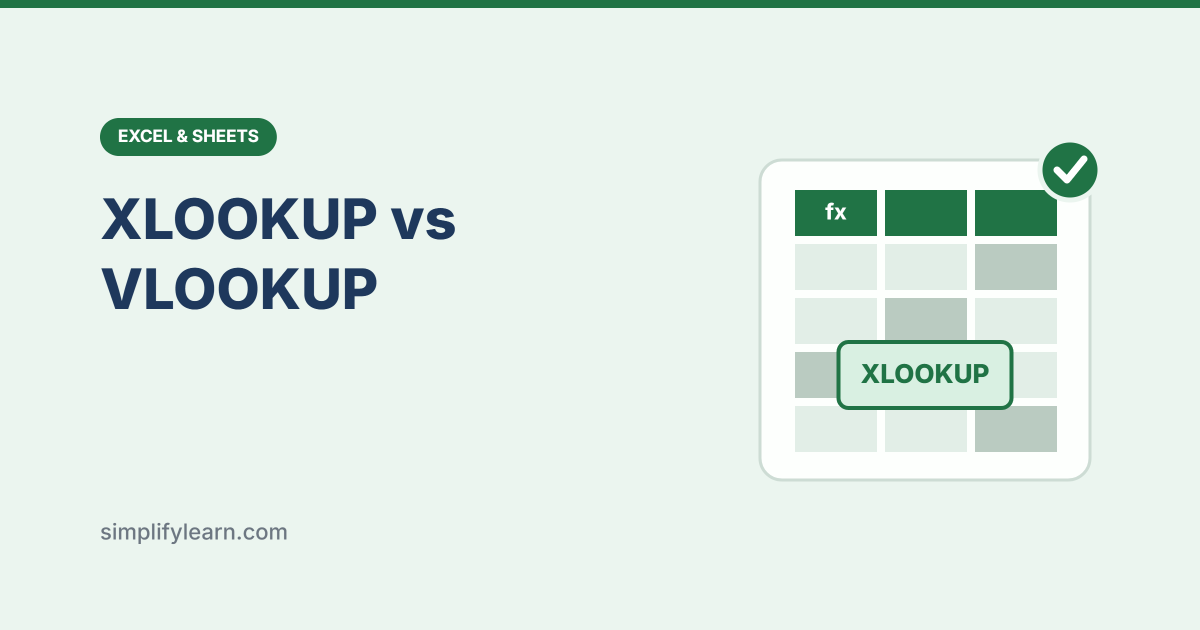 Spreadsheet illustration comparing XLOOKUP and VLOOKUP